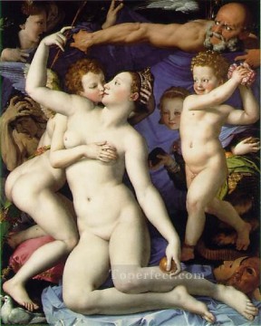  Venus Lienzo - Venus Cupido hora Florencia Agnolo Bronzino